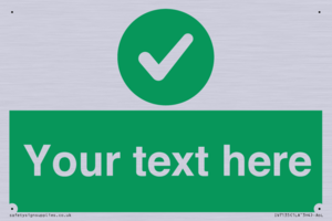 Custom green background, green circle with tick